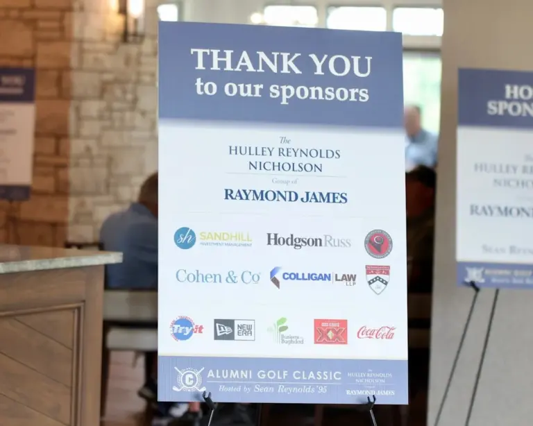 Sponsor easel board at a charity golf tournament