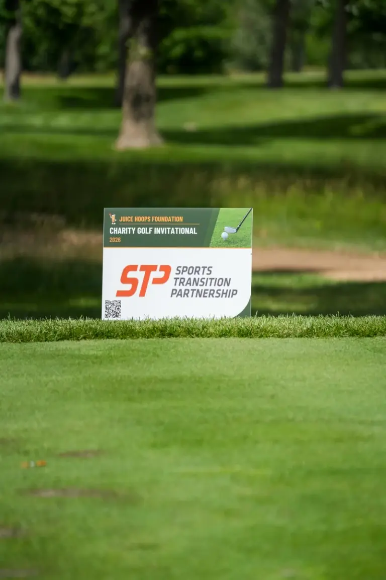 Tee sign at a charity golf tournament